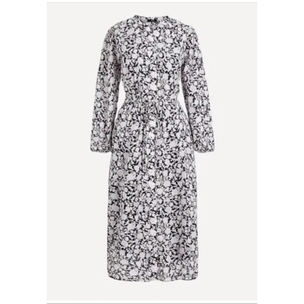 J.Crew Tie-Waist Cotton Voile Midi Dress Rose Vines 2